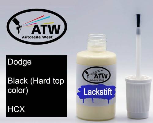 Dodge, Black (Hard top color), HCX: 20ml Lackstift, von ATW Autoteile West.